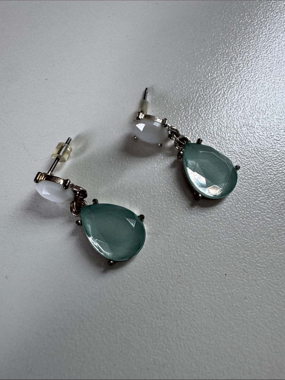 Teardrop Aqua Bead Drop Earrings